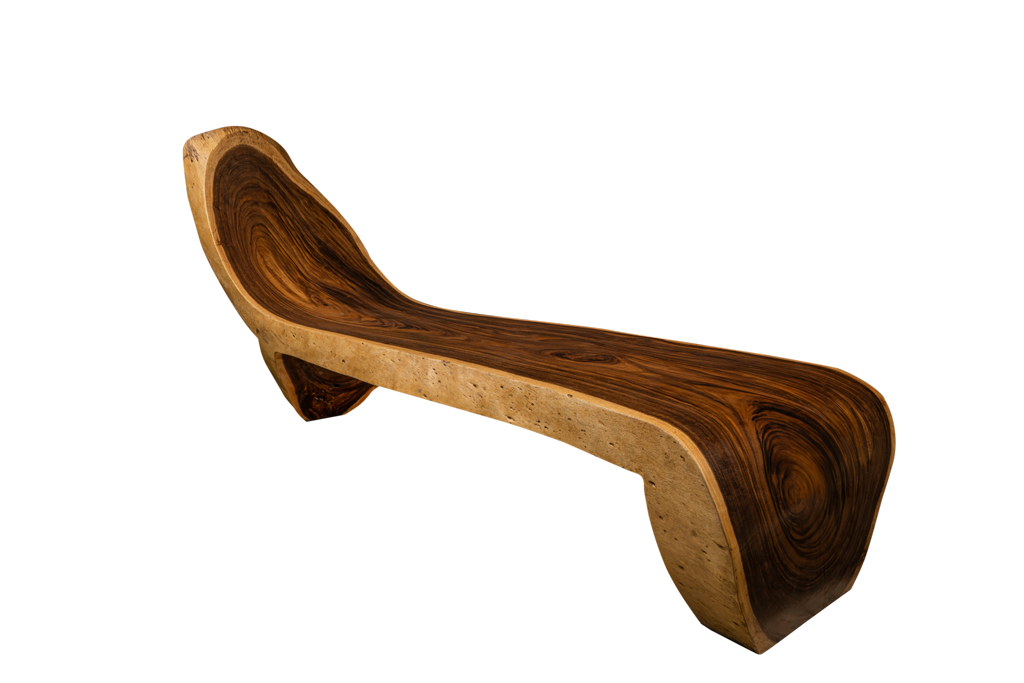 Solid, curved wooden desk