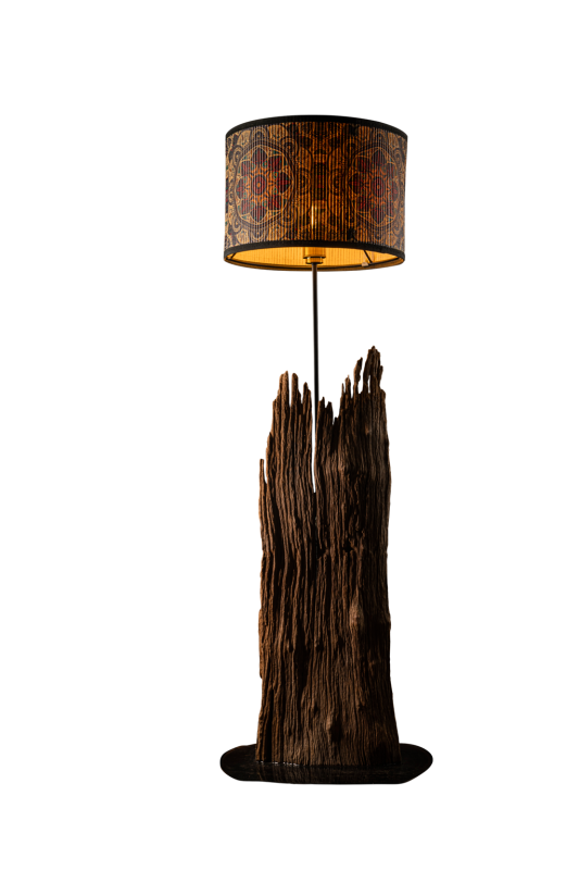 Bamboo Lamp with Driftwood Base